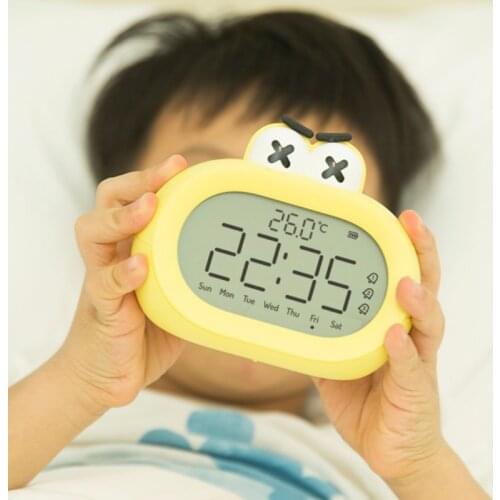 Children Cartoon Mini Alarm Clock Big Mouth Smart Digital LED Time Tool Student Children Snooze Charging Bedroom Creative Gift