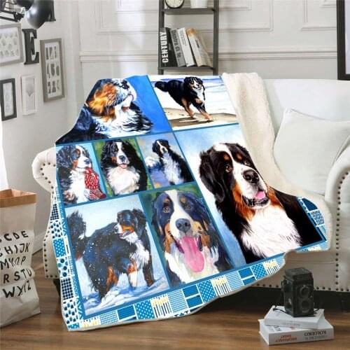 BerneseMountainDog 3d printed fleece blanket for Beds Hiking Picnic Thick Quilt Fashionable Bedspread Sherpa Throw Blanket