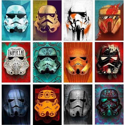 Star Wars Canvas Painting Masked Stormtrooper Helmet Posters and Prints Wall Art Print Mural Pictures Childrens Room Home Decor