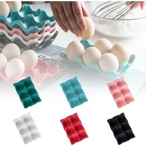Ceramic 6 Grill Egg Tray Box Home Kitchen Refrigerator Fresh Egg Storage Box Cooking Tableware Baking kitchen Egg Storage