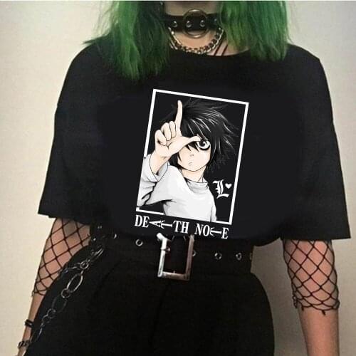 2021 Hot Japanese Anime Death Note Tshirt Women Short Sleeve Funny T-shirt Crew Neck Manga Tops