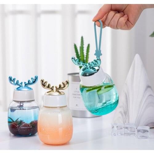 Small and lovely gradient glass antler big belly water cup student personality portable cup cute water bottle