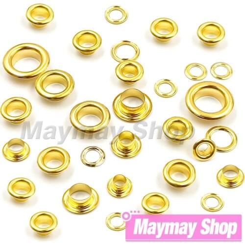 100Pcs Gold Color Hole Metal Eyelets Grommets with Washer For Leathercraft Diy Accessories Clothes Cap Bag Tags Shoes Belt