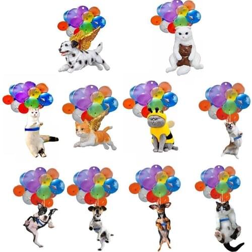 Cute Dog Cat Car Hanging Ornament With Colorful Balloon Hanging Ornament Decoration For Car