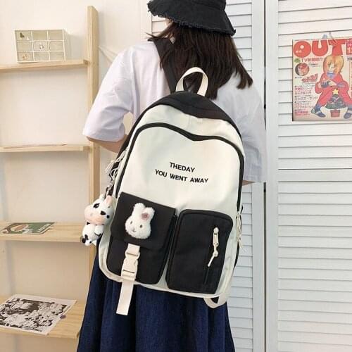 Summer Fashion Women Backpack Contrast Color Nylon School Bags For Girls Large-capacity Waterproof Travel Backpacks 2021 Mochila