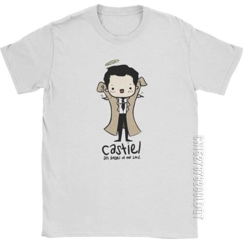 Supernatural T-Shirt Spn Brothers Castiel Angel Of The Lord Men T Shirt Hip Hop 100% Cotton Male Tshirt Basic Tees Grey Clothes