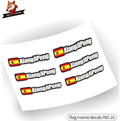 Flag and Name Stickers Custom Mountain Bike Frame Logo Personal Name Decals Custom Rider ID Sticker Road Bicycle Decals