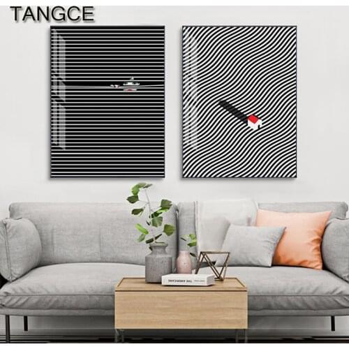 Abstract Black White Wall Poster Minimalist Canvas Painting lblack lines Wall Art Pictures for Living Room Bedroom Nordic Decor