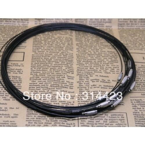 Free Shipping 100pcs Charms Black Copper Memory Wire Necklace With Screw Clasp Choker Cord 18