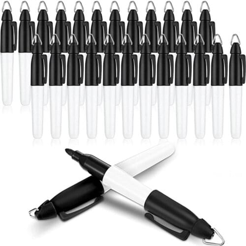 1pc Black Ink Permanent Markers With Clips Paint Marker Pen Mini Golf Ball Marker Pen Outdoor Activities Office School Supplies
