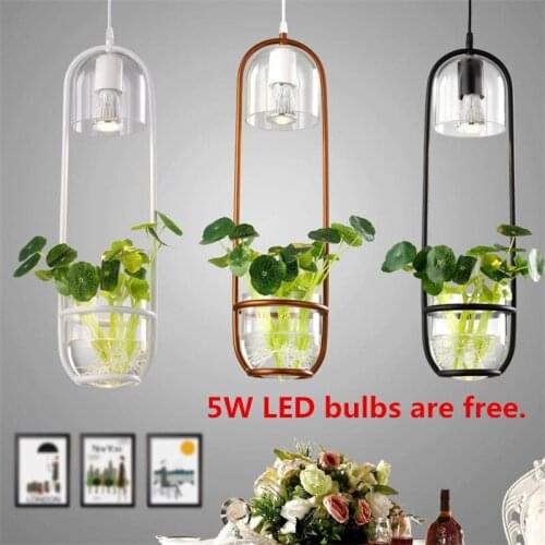 Nordic Pendant Lights Green Plant Hanging Lamp Cafe Gold Pendente Luminaire Suspendu LED E27 Lamparas de Techo Colgante Moderna