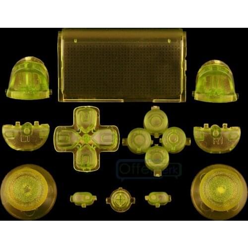 EXtremeRate Customized Full Buttons Kits R1L1R2L2 Triggers for PS4 Controller Clear Yellow JDM-010 JDM-020