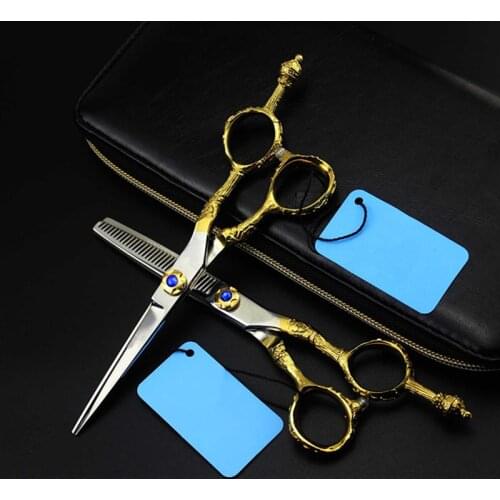 Professional japan 440c 6 inch Crown hair scissors set cutting barber makas haircut salon thinning shears hairdressing scissors