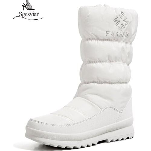 Sgesvier Big size 36-41 New warm snow boots women zipper platform boots solid color waterproof mid calf thick fur winter boots