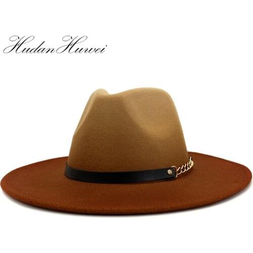 New Coming Men Women Woolen Fedora Hat with Wide Brim Cotton Holiday Travel Church Painting Jazz Hats