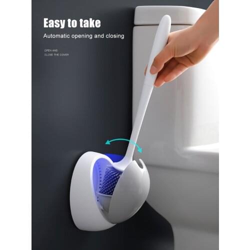 GURET Silicone Toilet Brush For WC Accessories Drainable Toilet Brush Wall-Mounted Cleaning Tools Home Bathroom Accessories Sets