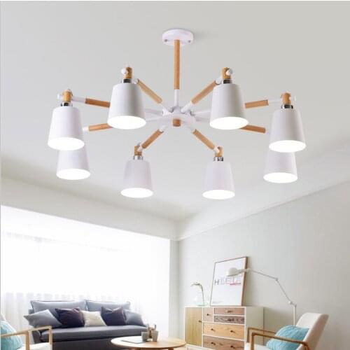 Nordic living room chandelier simple modern dining room bedroom lamps home creative macarons wood art chandelier
