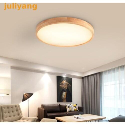 Modern LED Ceiling Light wood ceilling Lamp Panel for Living Room Round Lighting Fixture Bedroom Kitchen Hall Remote Control