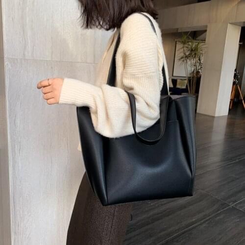 Womens Handbags Large Capacity Reusable Shopping Bag Korean Version PU Leather Casual Women Bags 2021 shoulder Bag Ladys