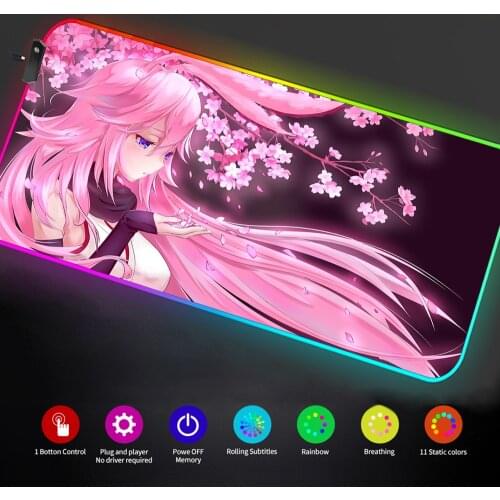 Leds for Gaming Keyboard Rgb Pink Mousepad Rgb Sakura Mouse Pad Rosa Gamer Lights Setup Anime Carpet with 02 Halo Game Deskmat