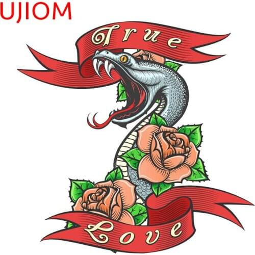 UJIOM Tattoo Snake In Rose Flowers Home Decoration Bedroom Living Room Decorations Wall Stickers Bedroom Accessories Decals