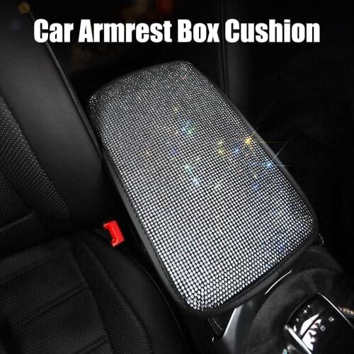 Universal Crystal Diamond Car Center Console Cover Luster Crystal Arm Rest Padding Protective Case Diamond Car Decor Accessories