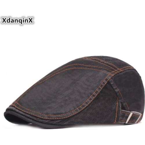 XdanqinX 2020 New Adult Mens 100% Cotton Berets Adjustable Size Men Brands Cap British Retro Cloth Beret Vintage Tongue Caps