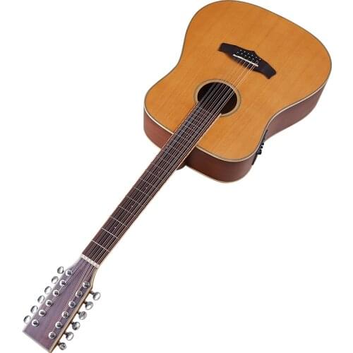 Western guitar 12 string acoustic guitar natural color 41inch laminated spruce wood folk guitar full size matte finish with EQ
