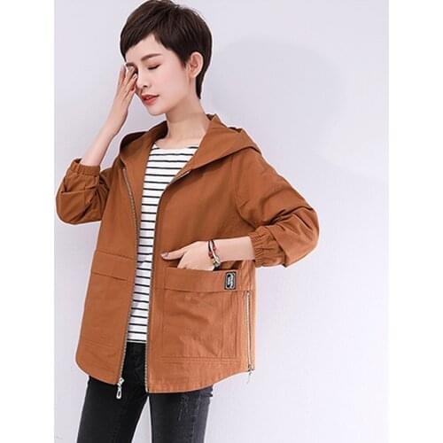 Women Windbreaker Coat 2018 New Autumn Hooded Trench Outerwear Loose Plus Size 5XL Female Basic Coats Middle-aged Mother Costume