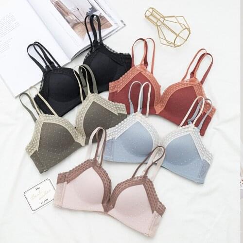 Sexy Lace Women Bra Lady Lingerie Wireless Bralette Brassiere Push Up Underwear Girls Breathable Embroidery Bralette A B C Cup