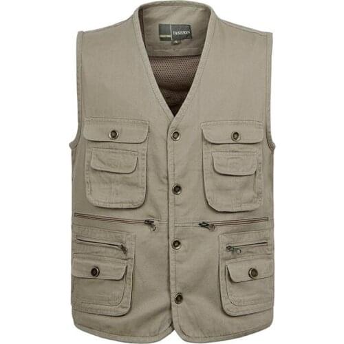 B Plus Size Vest S-5XL Spring mens multi-pocket vest mens photography vest mens cotton buckle with lined vest