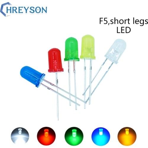 100pcs F5 5mm DIP LED High Light Emitting Diode Blue Yellow White Green Red Fast Slow Flashing RGB Electron Component DIY Kit
