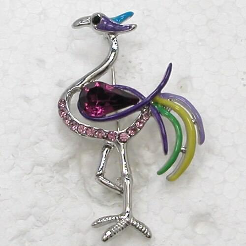 12pcs/lot Wholesale Fashion Brooch Rhinestone Enamel Flamingos Pin brooches Jewelry Gift C101743