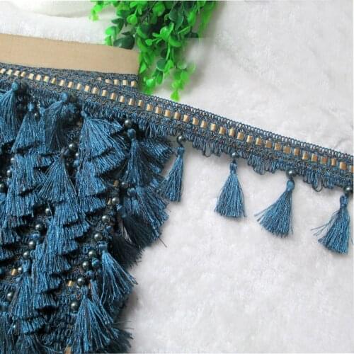 12Yard / Lot Lace Tassel Pearl lobbing fringe applique ball curtain Sofa Tablecloth accessories lace trim diy decoration fabric