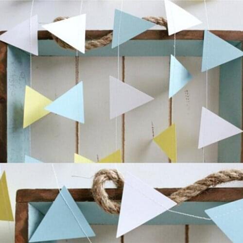 2M Girl&Boy Baby Shower Paper Mini Flags Banner Paper Garland Pennant Pink White Blue For Baptism Hanging Decoration Suppliers