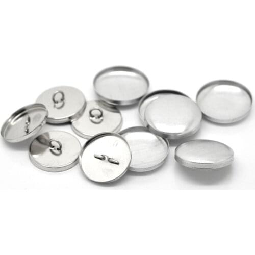 50 Sets Aluminum Tone Shank Wire Back Cover Metal Buttons For Handmade Findings 24mmx24mm(1"x1") 22mmx22mm(7/8"x7/8")
