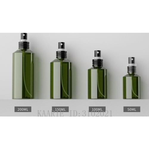50ml100ml150ml200ml 50pcs Empty Plastic Mist Cosmetic Spray Bottle, DIY Dark Green PET Clear Refillable Container Shell Package