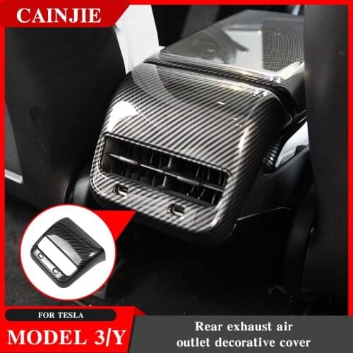 Model3 Carbon Fiber ABS For Tesla Model 3 2021 Accessories Rear Exhaust Air Outlet Protective cover Model Y Air Outlet Cover