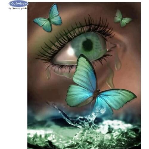 Fantasy art Diamond Painting butterfly eyes Tears Picture of Rhinestones Full Square round Diamond Embroidery Beaded Home Decor
