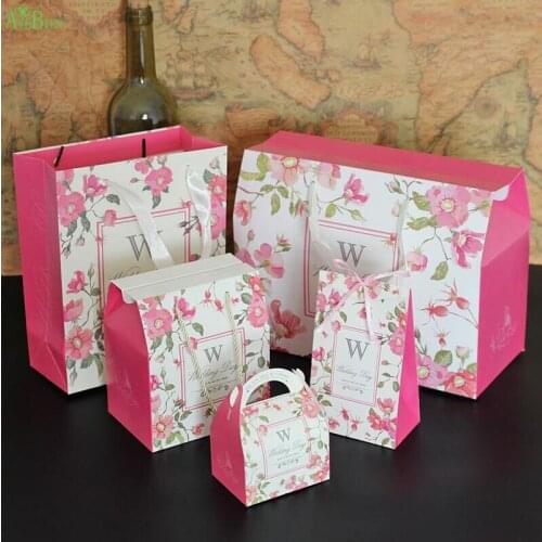 AVEBIEN 10pcs/set Wedding Event Paper Bags With Handle Party Supplies Candy Boxes Wedding Day Decoration Classic Gift Favor Wrap