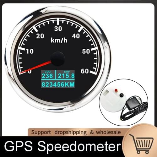 Car 3 In 1 GPS Speedometer 60km/h GPS Speed Gauge With LCD Display COG Trip Odometer 85mm Stainless Steel Bezel 9-32V