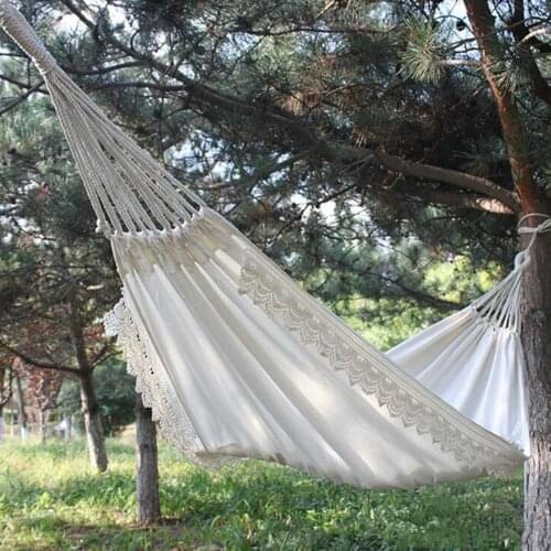 White Travel Hammock Lace Outdoor Hammock Camping Hanging Sleeping Bed Swing Portable Chair