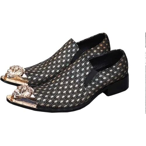 Ntparker Top Quality Handmade Pointed Metal Toe Mens Dress Shoes High Increased Business Shoes for Men, EU38-46