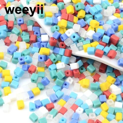 Approx.100pcs 4MM Porcelain Color Cube Beads Charms Square Beads For Jewelry Making Bracelet DIY Accessories Wholesale