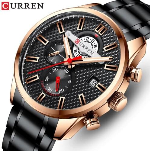 CURREN Luxury Brand Casual Sport Mens Watches Big Dial Quartz Wristwatch Men Chronograph Date Watch Male Clock Relogio Masculino