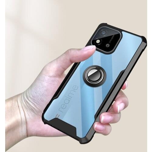 Realmy C11 2021 Case Transparent Acrylic Hard Shockproof Cover For Realme C11 2021 Realmi C 11 With ring stand Back Back Shell