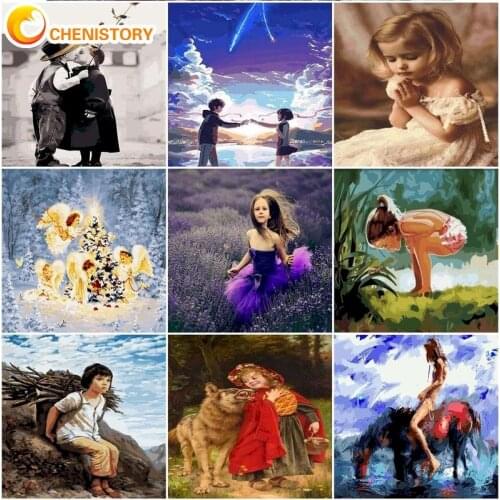 CHENISTORY Frame DIY Oil Adult Paint By Numbers Girls Picture On Canvas Acrylic Painted Coloring By Numbers Set Home Decor Art G