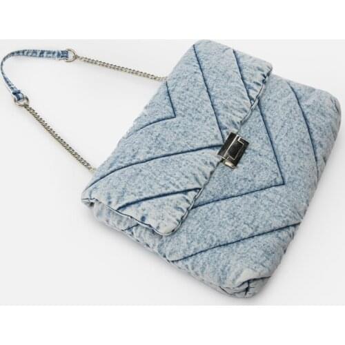 Designer chains handbags luxury blue messenger bag female big square purses 2022 fashion denim quilted women shoulder bags
