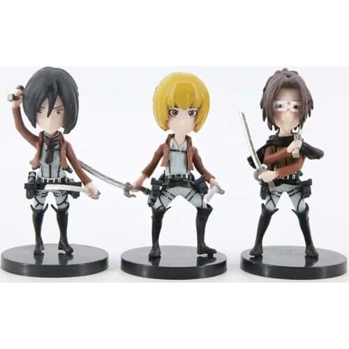 9cm 6 kinds Q Version Anime Attack on Titan PVC Action Figure Toy Japanese Collectible Model Doll Gift