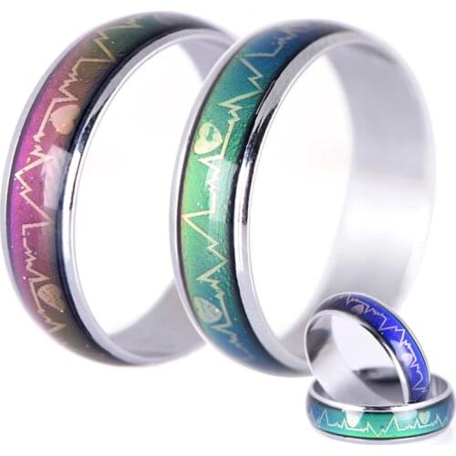 Mood Rings For Women Changing Color Heartbeat Ring Men Emotion Feeling Ring Mood Temperature Couple Ring